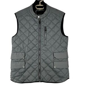 Porsche Design Quilted Vest Mens M Gray Perforated Italian Fabric Tech
